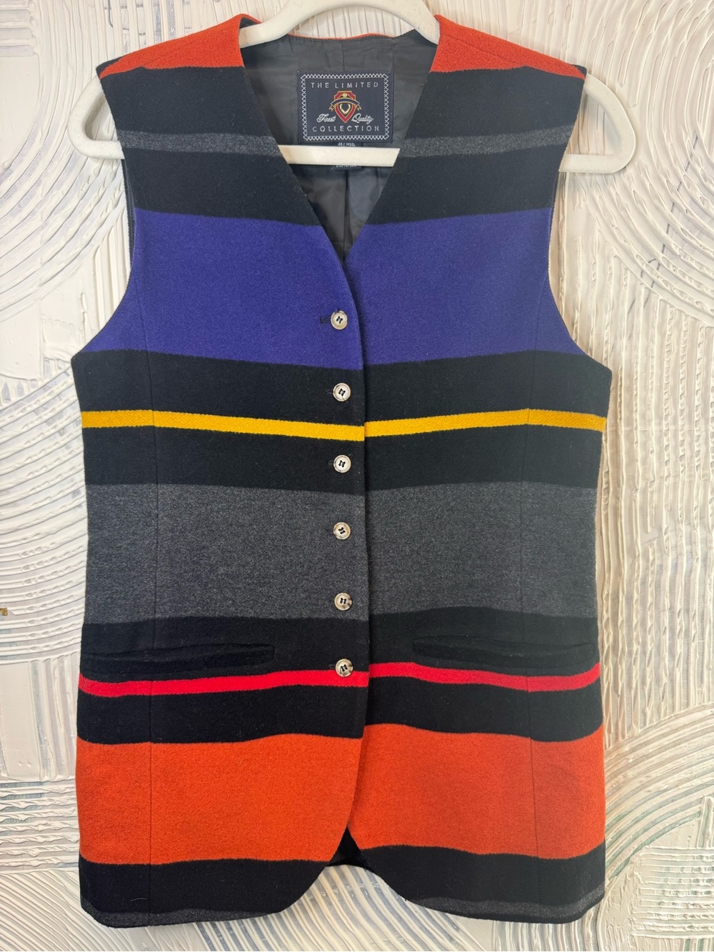 Vintage The Limited Striped Vest S Colorblock Button Front 90s Preppy
